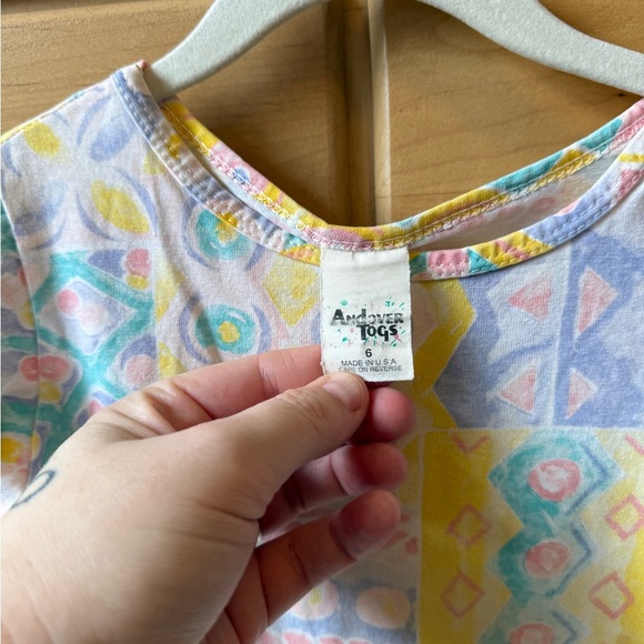 Vintage 90s Pastel Peplum Top Andover Togs Made in USA Size 6 kids girls - Picture 2 of 3